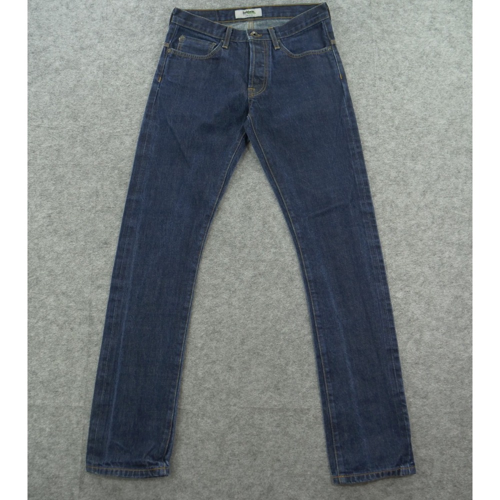 Baldwin Jeans Mens 31 Blue Yoke Straight 77 Straight Mid Rise Dark Wash Button